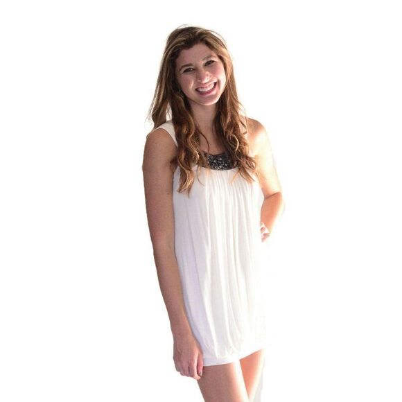 BCBG Maxazria Ivory Banded Hem Mini Cocktail Dress - Picture 1 of 7